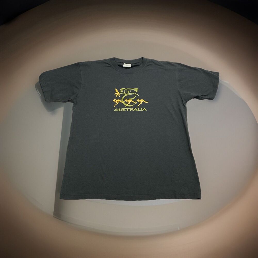 Oz Designs Black Cotton T-shirt With Embroidery Australian Animal Logo